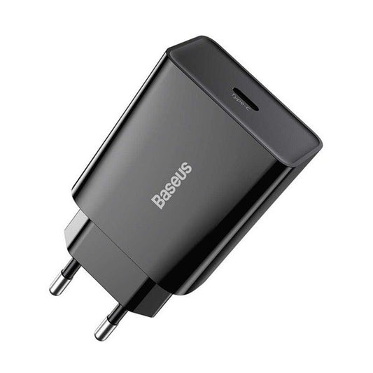 Hálózati töltő adapter, 20W, USB Type-C aljzat, gyorstöltés, PD, Baseus Speed Mini, fekete -  Adapter a Domshop kínálatából