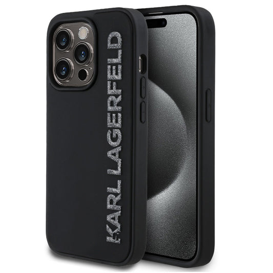 Karl Lagerfeld 3D Rubber Glitter Logo iPhone 16 Pro csillámos hátlap tok, fekete -  iPhone 16 Pro tok a Domshop kínálatából