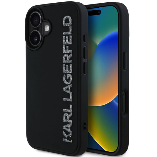 Karl Lagerfeld 3D Rubber Glitter Logo iPhone 16 csillámos hátlap tok, fekete -  iPhone 16 Pro tok a Domshop kínálatából
