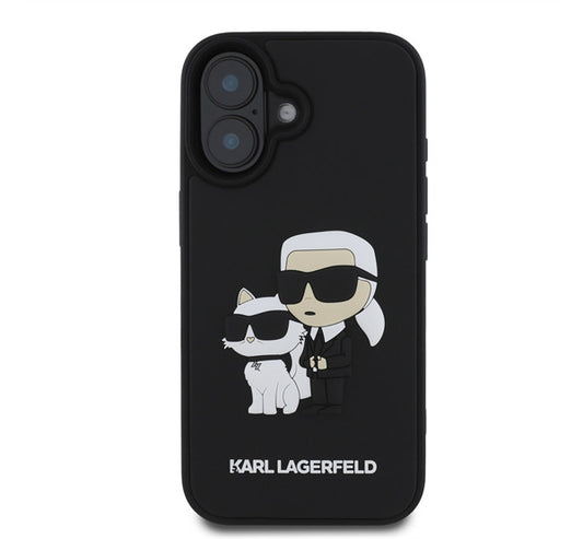 Karl Lagerfeld 3D Rubber Karl and Choupette Apple iPhone 16 hátlap tok, fekete -  iPhone 16 tok a Domshop kínálatából
