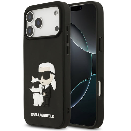 Karl Lagerfeld 3D Rubber Karl and Choupette Apple iPhone 17 Pro hátlap tok, fekete -  iPhone 17 Pro tok a Domshop kínálatából