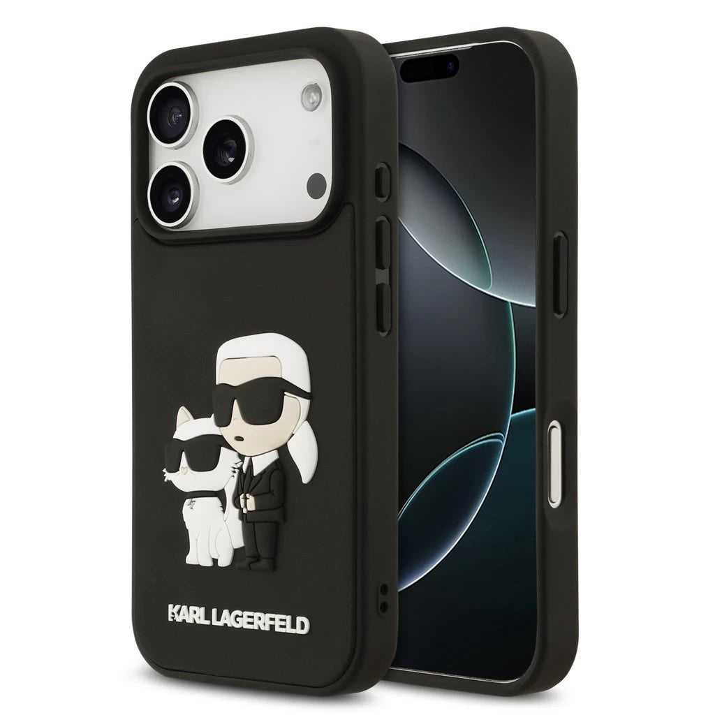 Karl Lagerfeld 3D Rubber Karl and Choupette tok iPhone 17 Pro készülékhez fekete -  iPhone 17 Pro tok a Domshop kínálatából