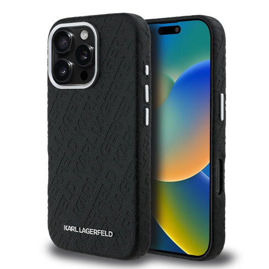 Karl Lagerfeld Grained PU Repeated Logo MagSafe tok iPhone 16 Pro készülékhez fekete -  iPhone 16 Pro tok a Domshop kínálatából