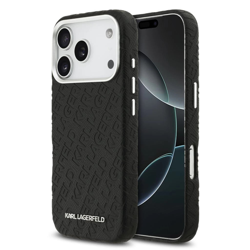 Karl Lagerfeld Grained PU Repeated Logo MagSafe tok iPhone 17 Pro készülékhez fekete -  iPhone 17 Pro tok a Domshop kínálatából