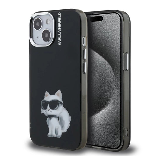 Karl Lagerfeld IML Aquarelle Choupette tok iPhone 15 készülékhez fekete -  iPhone 15 tok a Domshop kínálatából