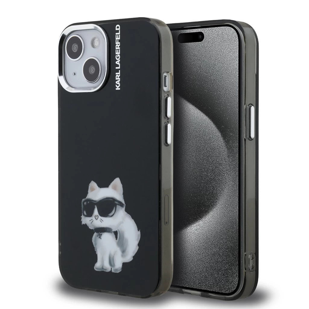 Karl Lagerfeld IML Aquarelle Choupette tok iPhone 15 készülékhez fekete -  iPhone 15 tok a Domshop kínálatából