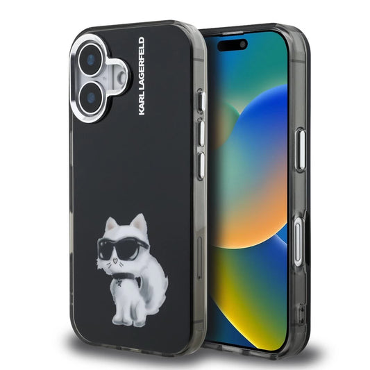Karl Lagerfeld IML Aquarelle Choupette tok iPhone 16 készülékhez fekete -  iPhone 16 tok a Domshop kínálatából