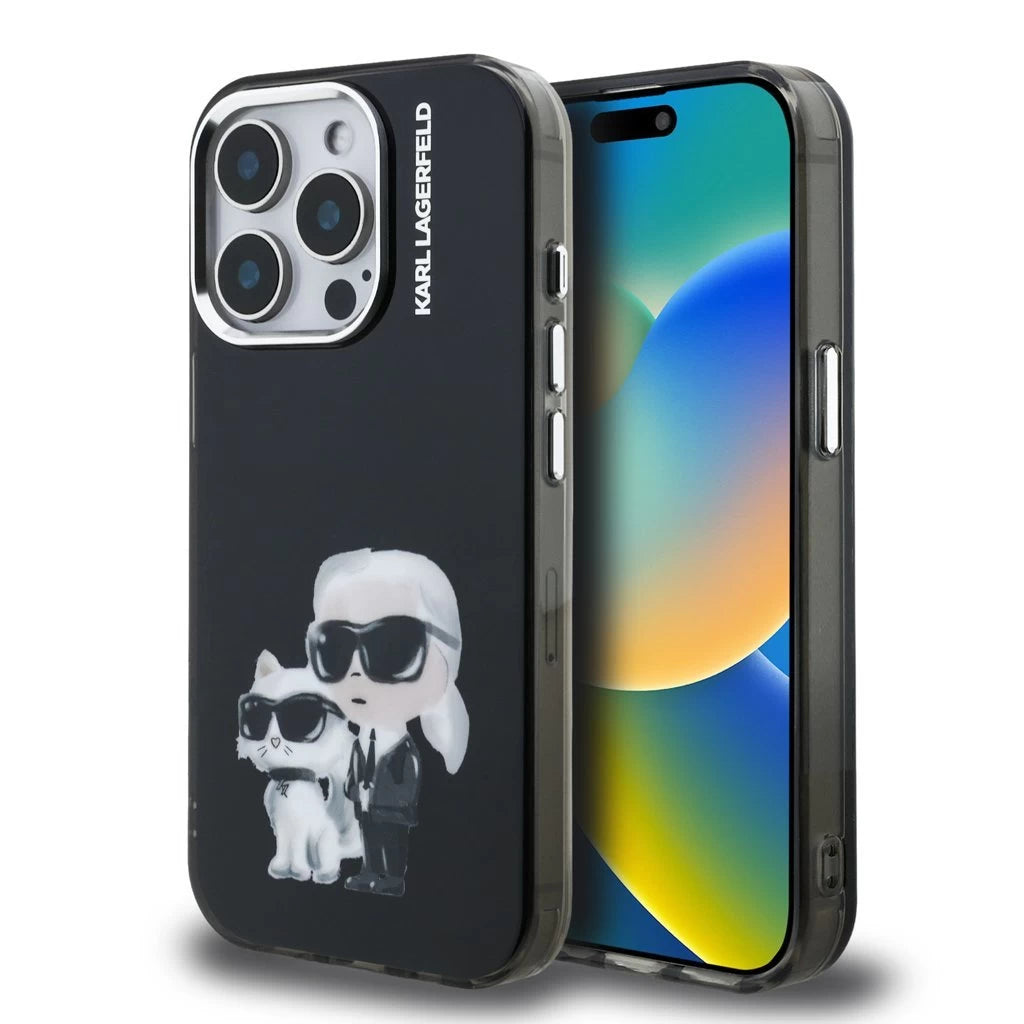 Karl Lagerfeld IML Aquarelle Karl and Choupette tok iPhone 15 Pro készülékhez fekete -  iPhone 15 Pro tok a Domshop kínálatából