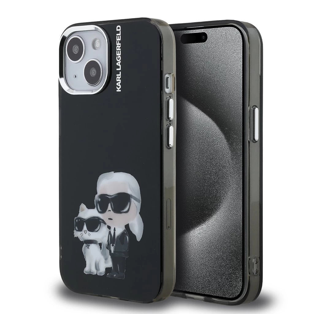 Karl Lagerfeld IML Aquarelle Karl and Choupette tok iPhone 15 készülékhez fekete -  iPhone 15 tok a Domshop kínálatából