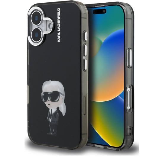 Karl Lagerfeld IML Aquarelle Karl iPhone 16 hátlap tok, fekete -  iPhone 16 tok a Domshop kínálatából