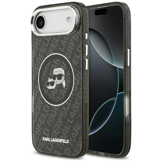 Karl Lagerfeld IML Glitter Karl & Choupette Heads Logo Apple iPhone Air (2025) MagSafe kompatibilis hátlap tok, csillámos, fekete -  iPhone 17 Air tok a Domshop kínálatából