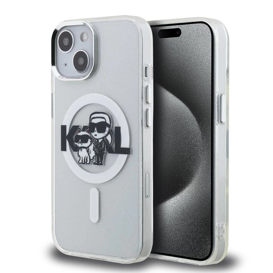 Karl Lagerfeld IML Glitter Karl and Choupette Sketch MagSafe tok iPhone 15 készülékhez átlátszó -  iPhone 15 tok a Domshop kínálatából