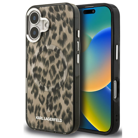 Karl Lagerfeld IML Leopard iPhone 16 MagSafe kompatibilis leopárd mintás hátlap tok, barna -  iPhone 16 tok a Domshop kínálatából