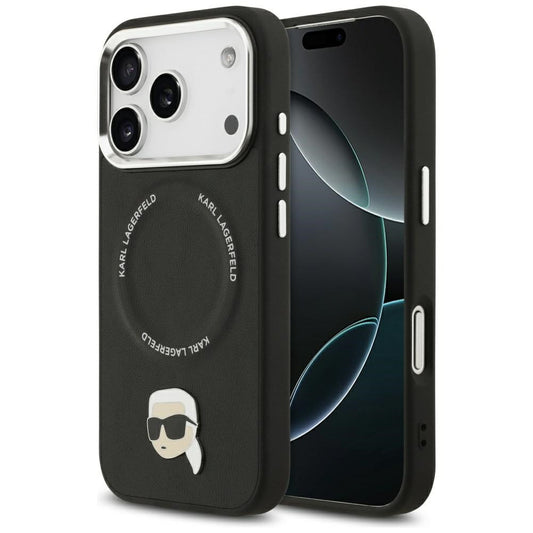 Karl Lagerfeld Karl Pin Apple iPhone 17 Pro Max MagSafe kompatibilis hátlap tok, fekete -  iPhone 17 Pro Max tok a Domshop kínálatából