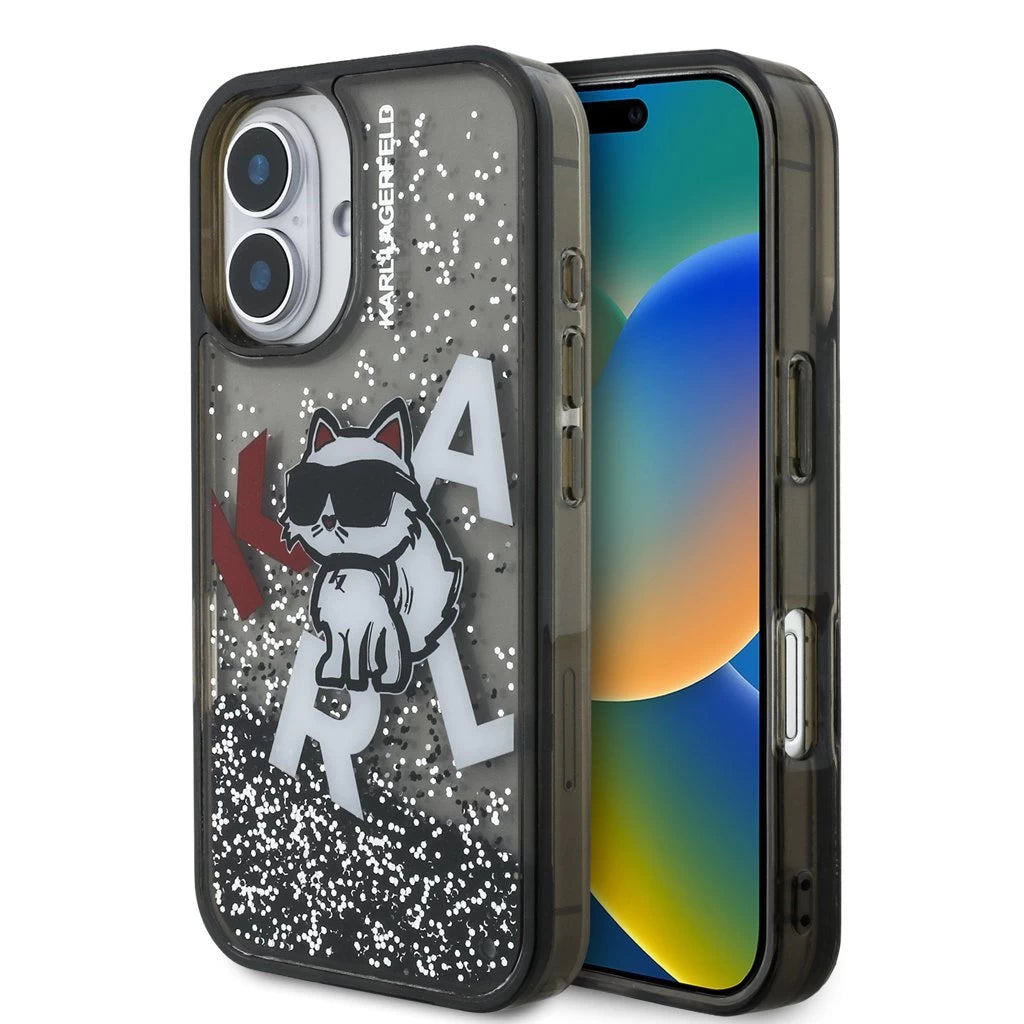 Karl Lagerfeld Liquid Glitter Scattered Choupette tok iPhone 16 készülékhez fekete -  iPhone 16 tok a Domshop kínálatából