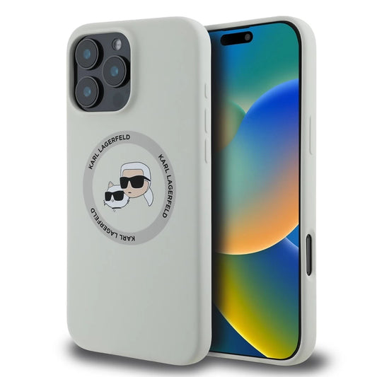 Karl Lagerfeld Liquid Silicone K&CH Heads MagSafe tok iPhone 16 Pro készülékhez bézs -  iPhone 16 Pro tok a Domshop kínálatából