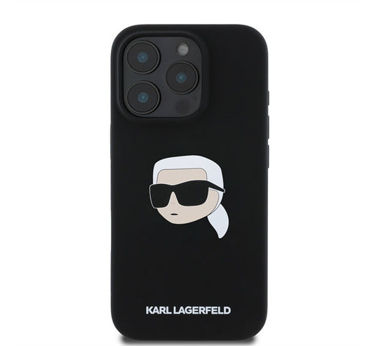 Karl Lagerfeld Liquid Silicone Karl Head MagSafe Apple iPhone 16 Pro Max hátlap tok, fekete -  iPhone 16 Pro Max tok a Domshop kínálatából