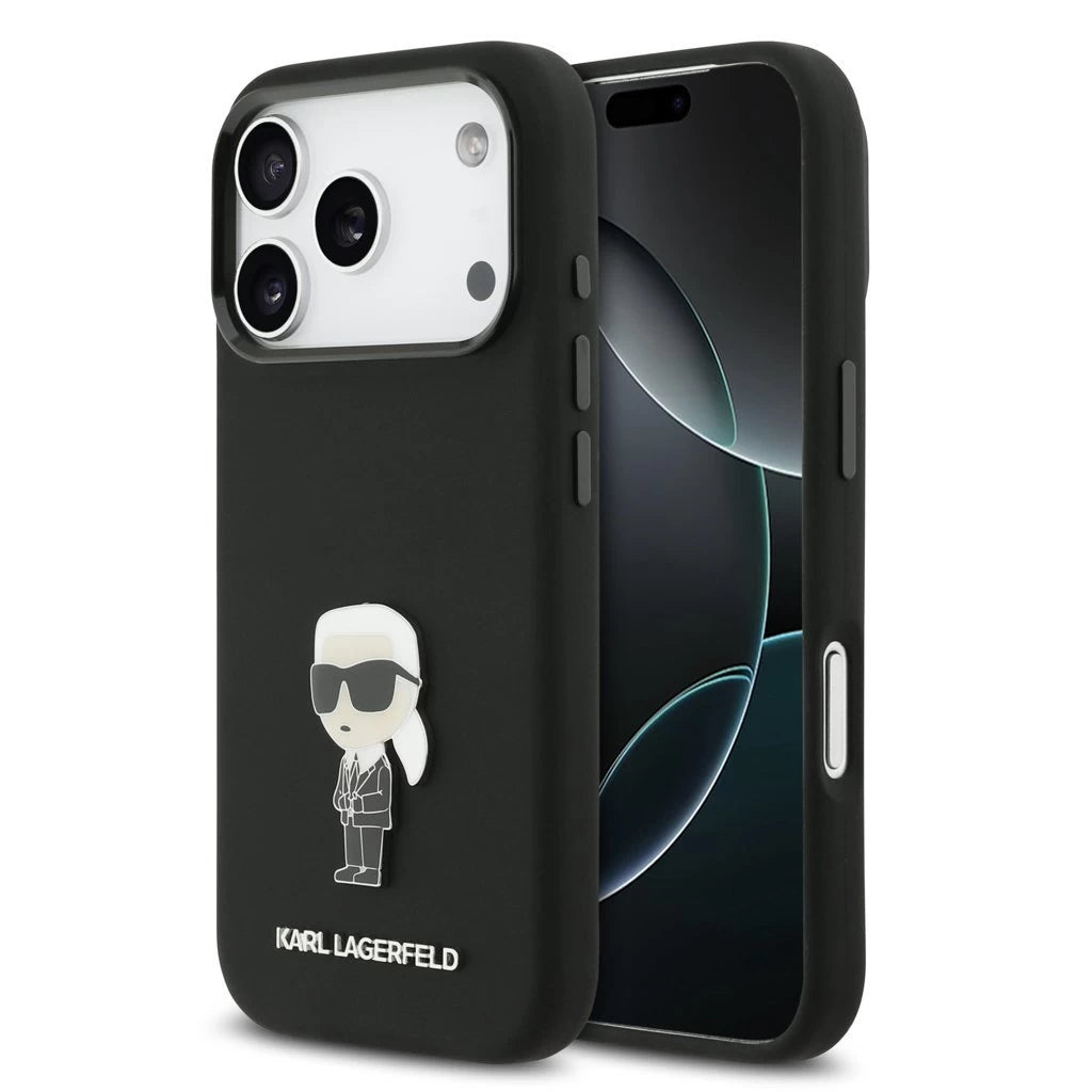 Karl Lagerfeld Liquid Silicone Metal Ikonik tok iPhone 17 Pro készülékhez fekete -  iPhone 17 Pro tok a Domshop kínálatából