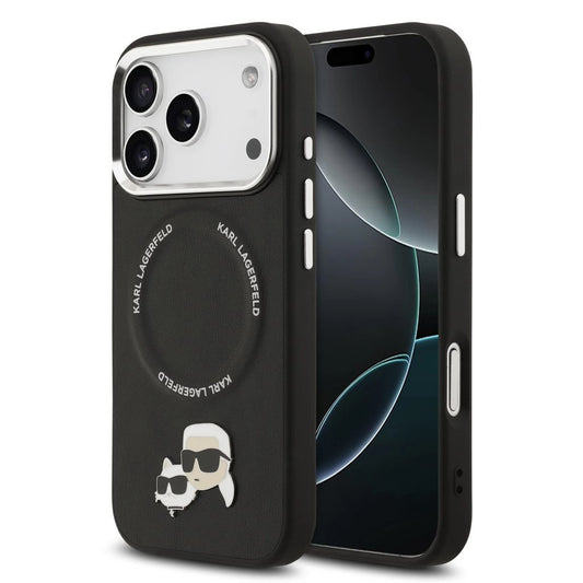 Karl Lagerfeld PU Karl and Choupette Heads Pins MagSafe tok iPhone 17 Pro Max készülékhez fekete -  iPhone 17 Pro Max tok a Domshop kínálatából