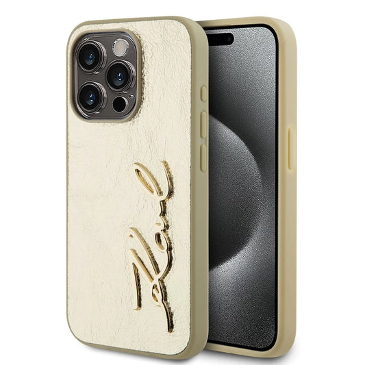 Karl Lagerfeld Wrinkled PU Signature Logo tok iPhone 15 Pro Max készülékhez, arany -  iPhone 15 Pro Max tok a Domshop kínálatából