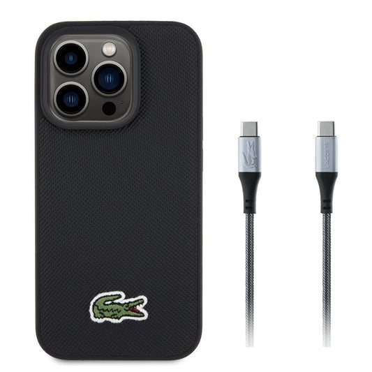 Lacoste Iconic Petit Pique Woven Logo MagSafe tok iPhone 15 Pro készülékhez fekete + USB-C/USB-C adatkábel -  iPhone 15 Pro tok a Domshop kínálatából