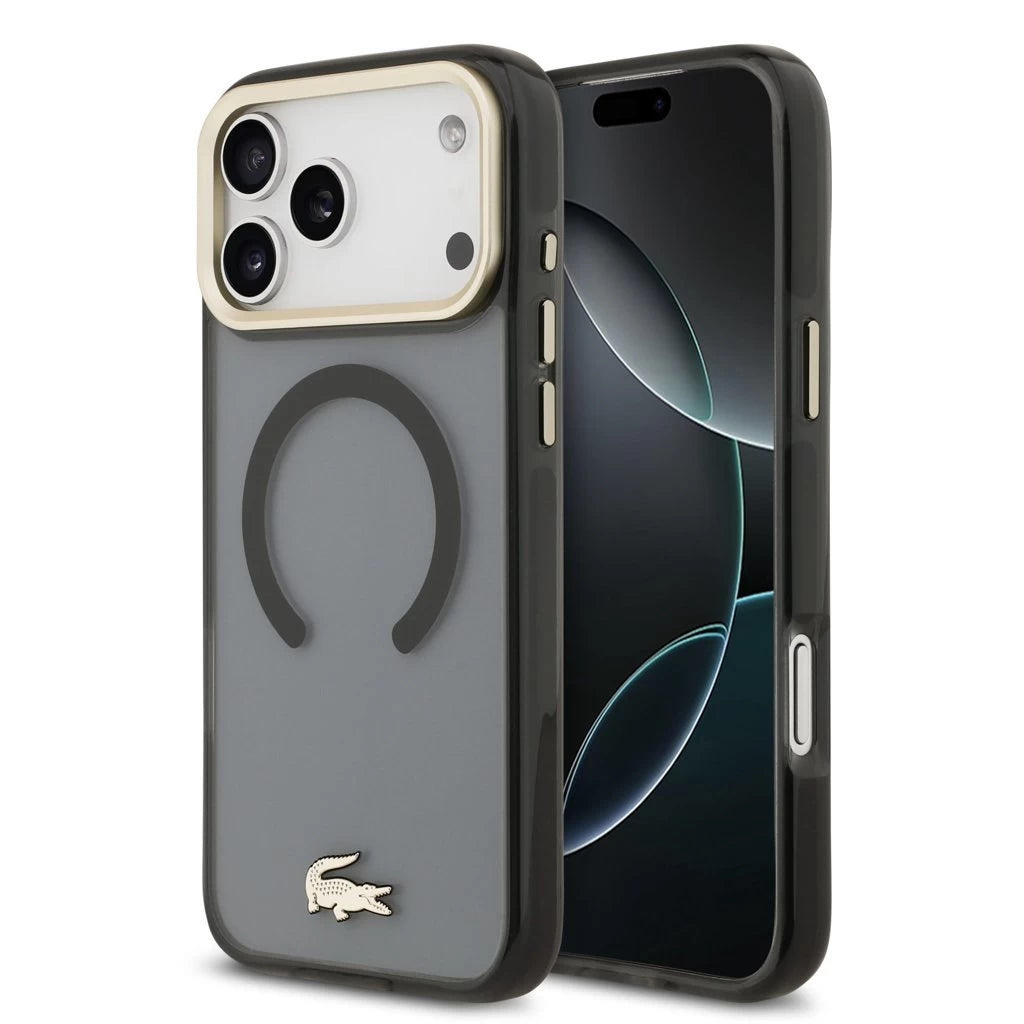 Lacoste PC/TPU Frosted Finish Gold Logo MagSafe tok iPhone 17 Pro Max készülékhez fekete -  iPhone 17 Pro Max tok a Domshop kínálatából