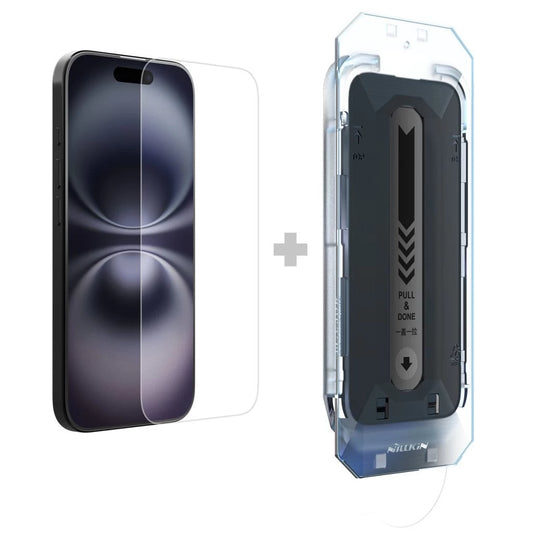 Nillkin Tempered Glass 0.2mm H+ PRO 2.5D kijelzővédő Apple iPhone 16 készülékhez (alkalmazóval) -  iPhone 15/16 fólia a Domshop kínálatából