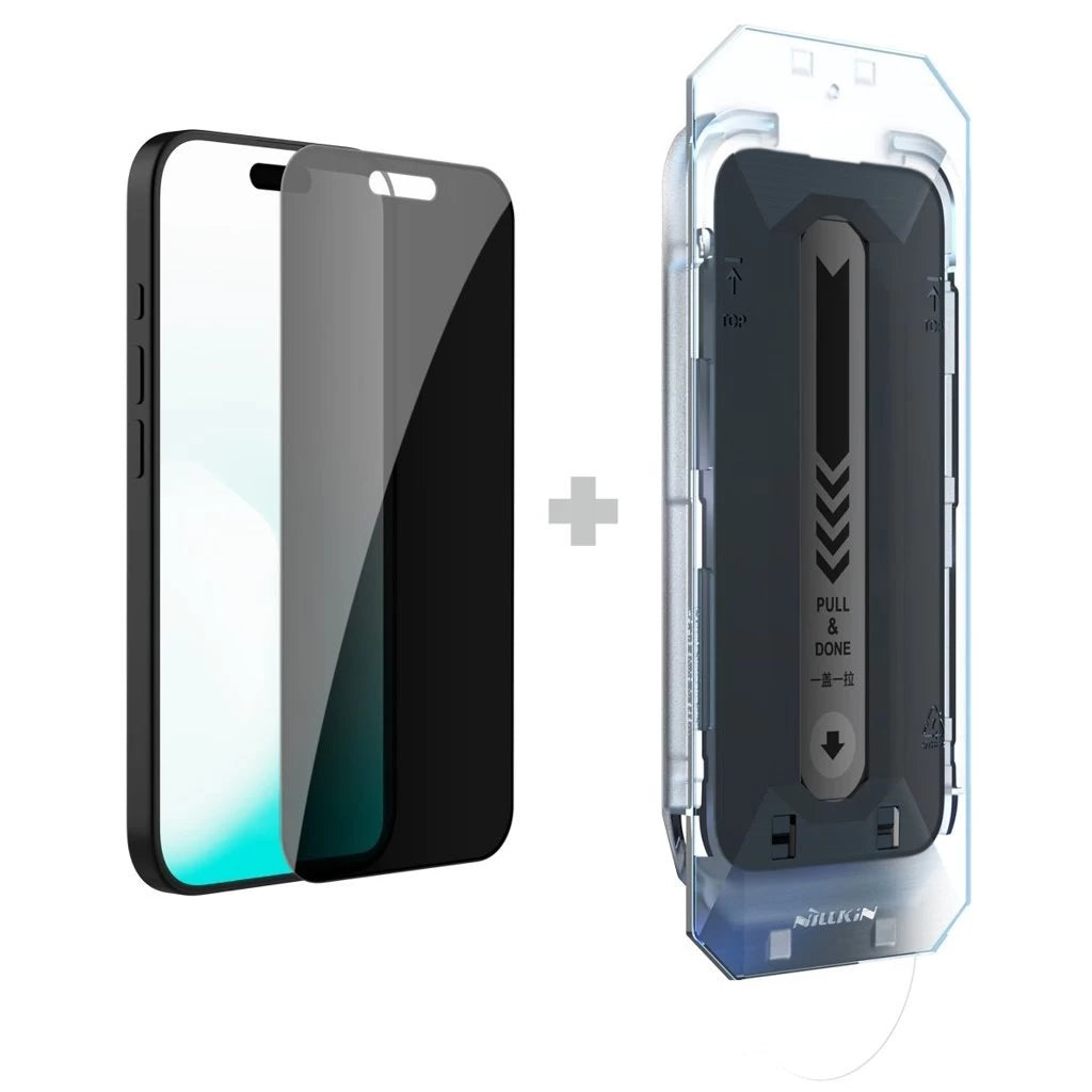 Nillkin edzett üveg kijelzővédő 0.25mm Guardian 2.5D Apple iPhone 17 Pro Max készülékhez fekete (alkalmazóval) -  iPhone 17 Pro Max fólia a Domshop kínálatából