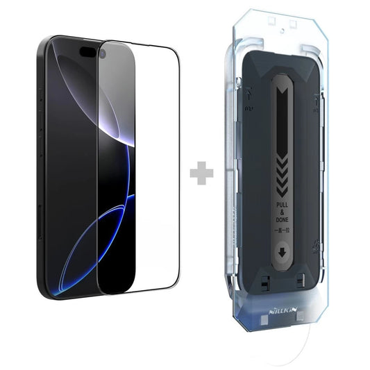 Nillkin edzett üveg kijelzővédő 2.5D CP+ PRO, Apple iPhone 16 Pro Max készülékhez, fekete (applikátorral) -  iPhone 16 Pro Max fólia a Domshop kínálatából