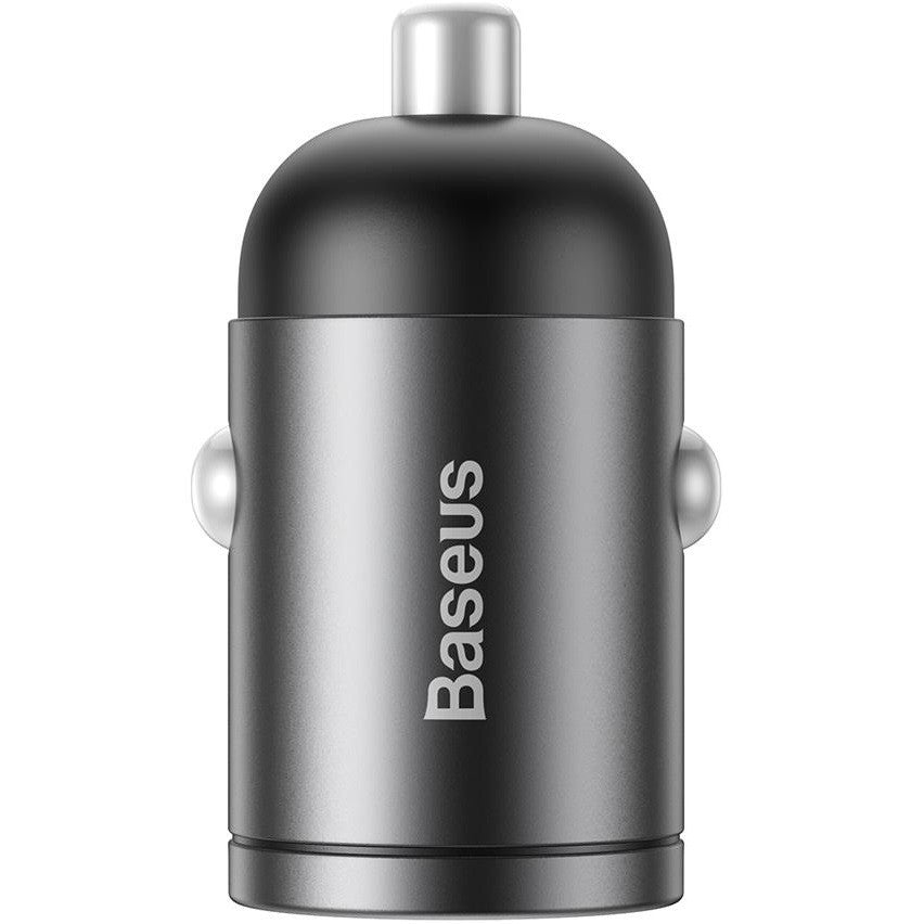Autós töltő, Szivargyújtós töltő, 30W, USB Type-C aljzat, gyorstöltés, QC 4.0, PD, Baseus Tiny Star Mini VCHX-B0G, sötétszürke – Autós töltő a Baseus kínálatából | Domshop