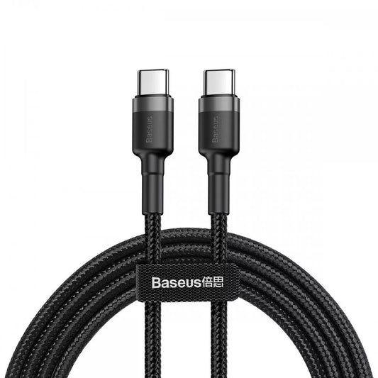 USB Type-C töltő- és adatkábel, USB Type-C, 200 cm, 3000 mA, 60W, törésgátlóval, gyorstöltés, PD, QC 3.0, cipőfűző minta, Baseus Cafule CATKLF-HG1, fekete/szürke – USB-C kábel a Baseus kínálatából | Domshop