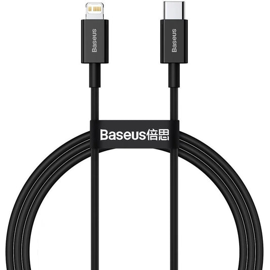 USB Type-C töltő- és adatkábel, Lightning, 100 cm, 20W, törésgátlóval, gyorstöltés, PD, Baseus Superior, CATLYS-A01, fekete – Lightning kábel a Baseus kínálatából | Domshop