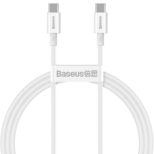 USB Type-C töltő- és adatkábel, USB Type-C, 100 cm, 5000 mA, 100W, törésgátlóval, gyorstöltés, PD, Baseus Superior, CATYS-B02, fehér – USB-C kábel a Baseus kínálatából | Domshop