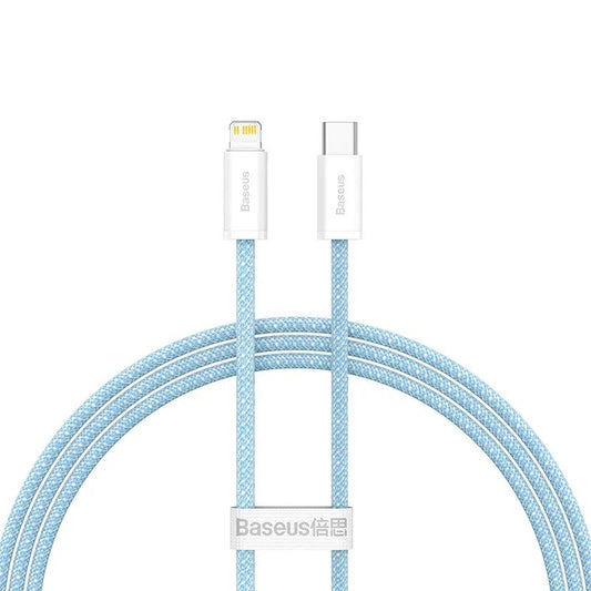 USB Type-C töltő- és adatkábel, Lightning, 100 cm, 20W, gyorstöltés, PD, cipőfűző minta, Baseus Dynamic, CALD000003, világoskék – Lightning kábel a Baseus kínálatából | Domshop