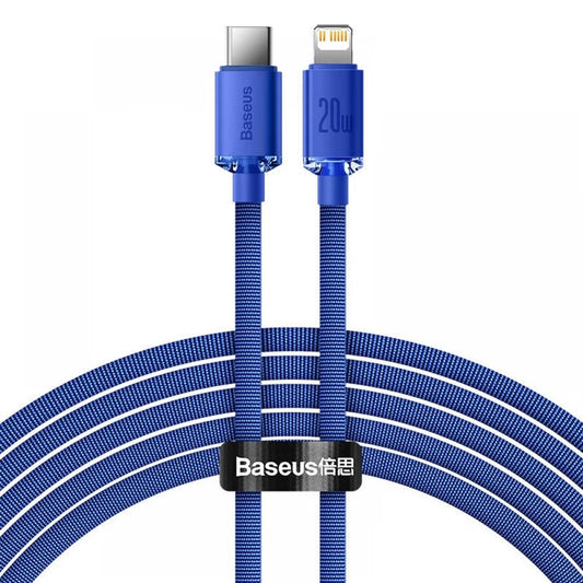 USB Type-C töltő- és adatkábel, Lightning, 200 cm, 20W, gyorstöltés, PD, cipőfűző minta, Baseus Crystal Shine, CAJY000303, kék – Lightning kábel a Baseus kínálatából | Domshop