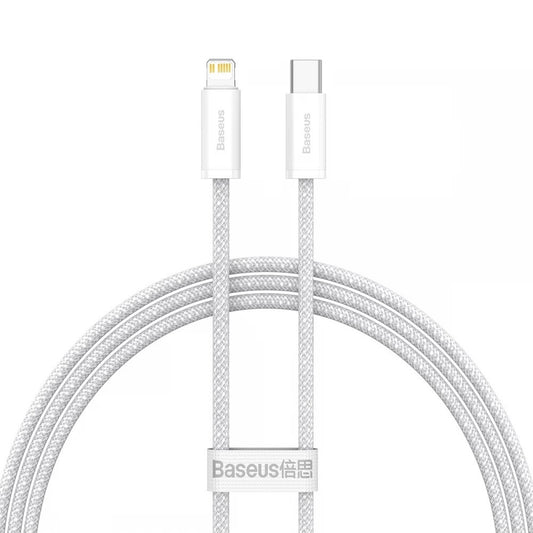 USB Type-C töltő- és adatkábel, Lightning, 100 cm, 20W, gyorstöltés, PD, cipőfűző minta, Baseus Dynamic, CALD000002, fehér – Lightning kábel a Baseus kínálatából | Domshop