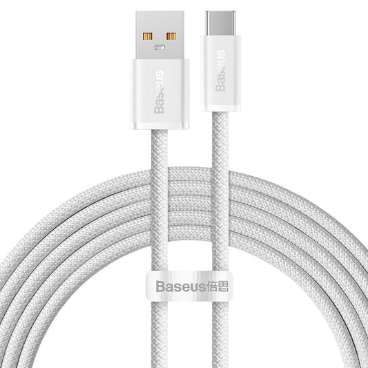 USB töltő- és adatkábel, USB Type-C, 200 cm, 6000 mA, 100W, gyorstöltés, cipőfűző minta, Baseus Dynamic, CALD000702, fehér – USB-C kábel a Baseus kínálatából | Domshop