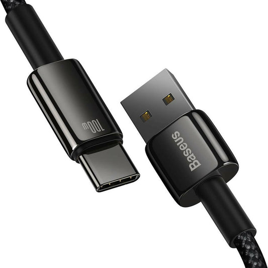 USB töltő- és adatkábel, USB Type-C, 100 cm, 100W, gyorstöltés, QC, Baseus Tungsten Gold, CAWJ000001, fekete – USB-C kábel a Baseus kínálatából | Domshop