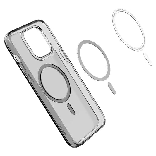 Apple iPhone 14 Pro, Műanyag hátlap védőtok + szilikon keret, Magsafe töltővel kompatibilis, Spigen Ultra Hybrid Mag, áttetsző/fekete – iPhone 14 Pro tok a Spigen kínálatából | Domshop