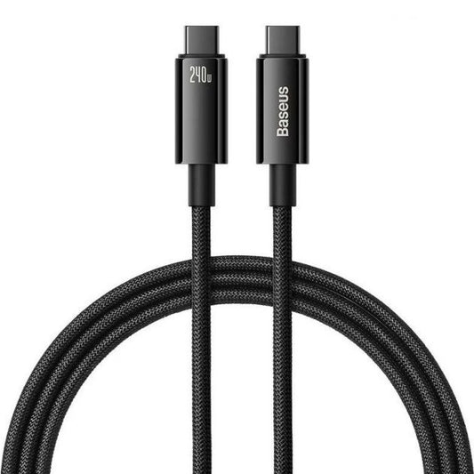 USB Type-C töltő- és adatkábel, USB Type-C, 100 cm, 240W, törésgátlóval, gyorstöltés, PD, Baseus Tungsten Gold, CAWJ040001, fekete – USB-C kábel a Baseus kínálatából | Domshop