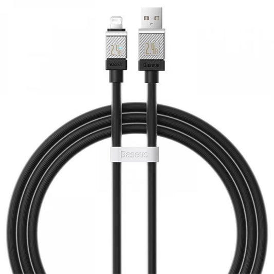 USB töltő- és adatkábel, Lightning, 100 cm, 2400 mA, törésgátlóval, gyorstöltés, Baseus Coolplay, CAKW000401, fekete – Lightning kábel a Baseus kínálatából | Domshop