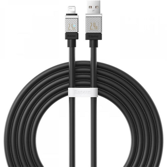 USB töltő- és adatkábel, Lightning, 200 cm, 2400 mA, törésgátlóval, gyorstöltés, Baseus Coolplay, CAKW000501, fekete – Lightning kábel a Baseus kínálatából | Domshop
