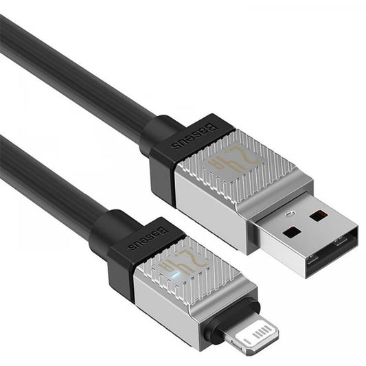 USB töltő- és adatkábel, Lightning, 200 cm, 2400 mA, törésgátlóval, gyorstöltés, Baseus Coolplay, CAKW000501, fekete – Lightning kábel a Baseus kínálatából | Domshop