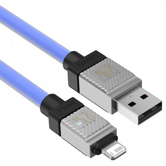 USB töltő- és adatkábel, Lightning, 200 cm, 2400 mA, törésgátlóval, gyorstöltés, Baseus Coolplay, CAKW000503, kék – Lightning kábel a Baseus kínálatából | Domshop
