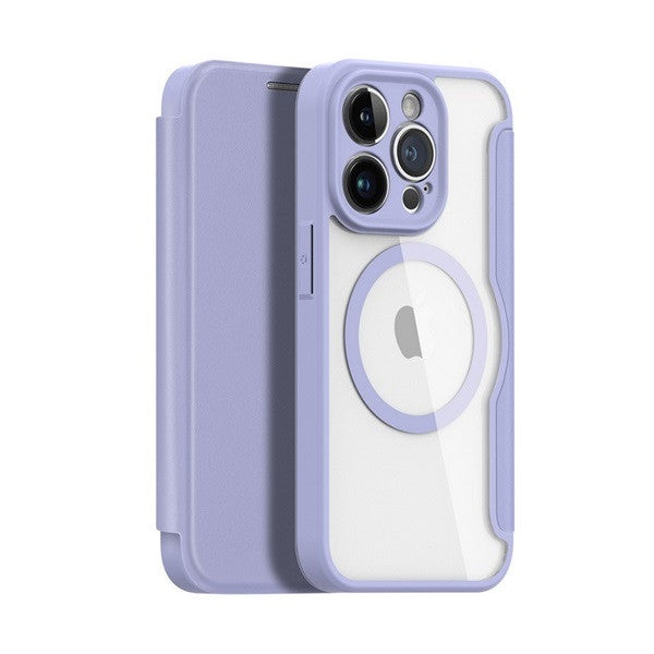 Apple iPhone 15 Pro, Oldalra nyíló tok, stand, közepesen ütésálló, Magsafe kompatibilis, Dux Ducis Skin Pro Magsafe, lila – iPhone 15 Pro tok a Dux Ducis kínálatából | Domshop