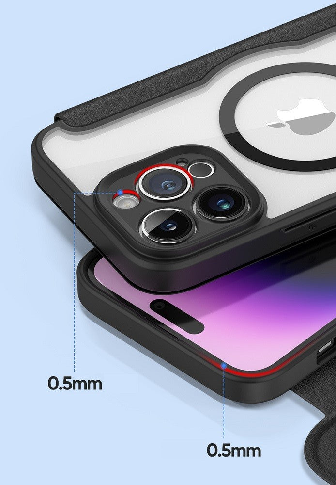 Apple iPhone 15 Pro, Oldalra nyíló tok, stand, közepesen ütésálló, Magsafe kompatibilis, Dux Ducis Skin Pro Magsafe, lila – iPhone 15 Pro tok a Dux Ducis kínálatából | Domshop