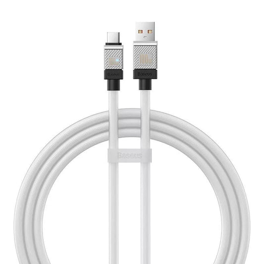 USB töltő- és adatkábel, USB Type-C, 100 cm, 6000 mA, 100W, törésgátlóval, gyorstöltés, Baseus Coolplay, CAKW000602, fehér – USB-C kábel a Baseus kínálatából | Domshop
