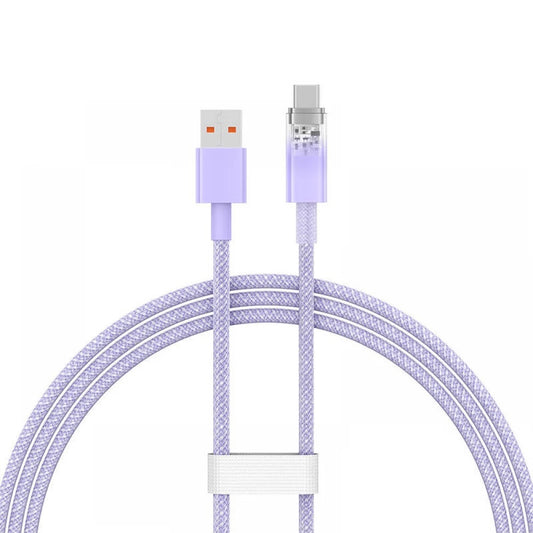 USB töltő- és adatkábel, USB Type-C, 100 cm, 6000 mA, 100W, gyorstöltés, cipőfűző minta, Baseus Explorer, CATS010405, lila – USB-C kábel a Baseus kínálatából | Domshop