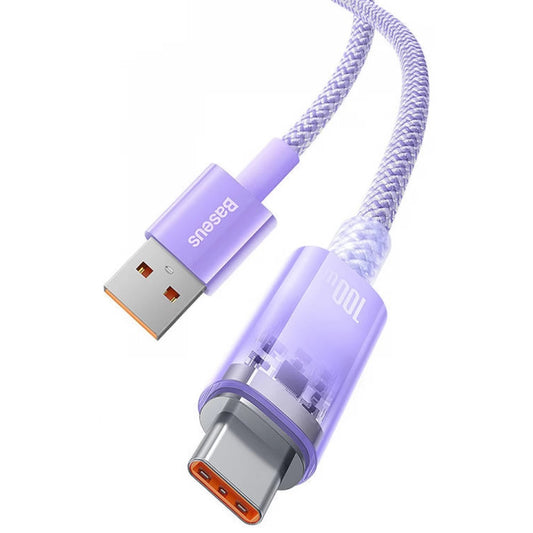USB töltő- és adatkábel, USB Type-C, 200 cm, 6000 mA, 100W, gyorstöltés, cipőfűző minta, Baseus Explorer, CATS010505, lila – USB-C kábel a Baseus kínálatából | Domshop