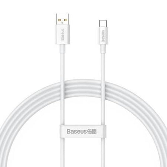 USB töltő- és adatkábel, USB Type-C, 150 cm, 6000mA, 100W, törésgátlóval, gyorstöltés, PD, QC, Baseus Superior, P10320102214-02, fehér – USB-C kábel a Baseus kínálatából | Domshop